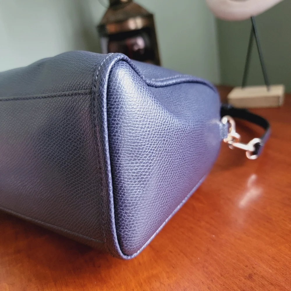 Coach F33329 Mini Bennett Navy Crossgrain Leather Satchel Top Handle Crossbody